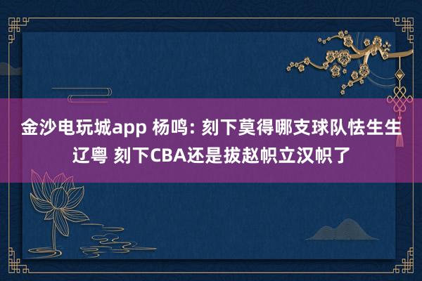 金沙电玩城app 杨鸣: 刻下莫得哪支球队怯生生辽粤 刻下CBA还是拔赵帜立汉帜了