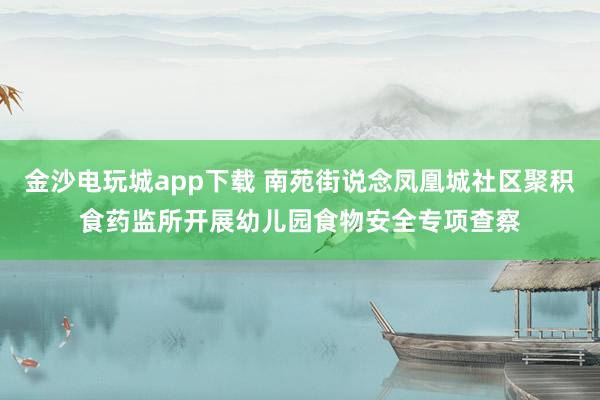 金沙电玩城app下载 南苑街说念凤凰城社区聚积食药监所开展幼儿园食物安全专项查察