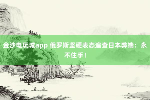 金沙电玩城app 俄罗斯坚硬表态追查日本弊端：永不住手！