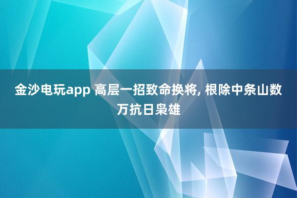 金沙电玩app 高层一招致命换将， 根除中条山数万抗日枭雄