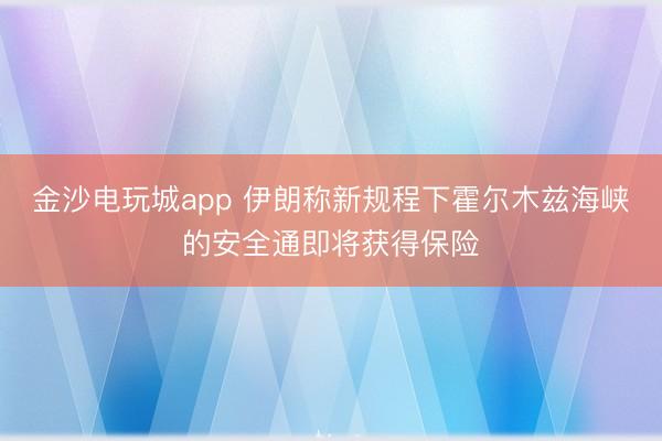 金沙电玩城app 伊朗称新规程下霍尔木兹海峡的安全通即将获得保险